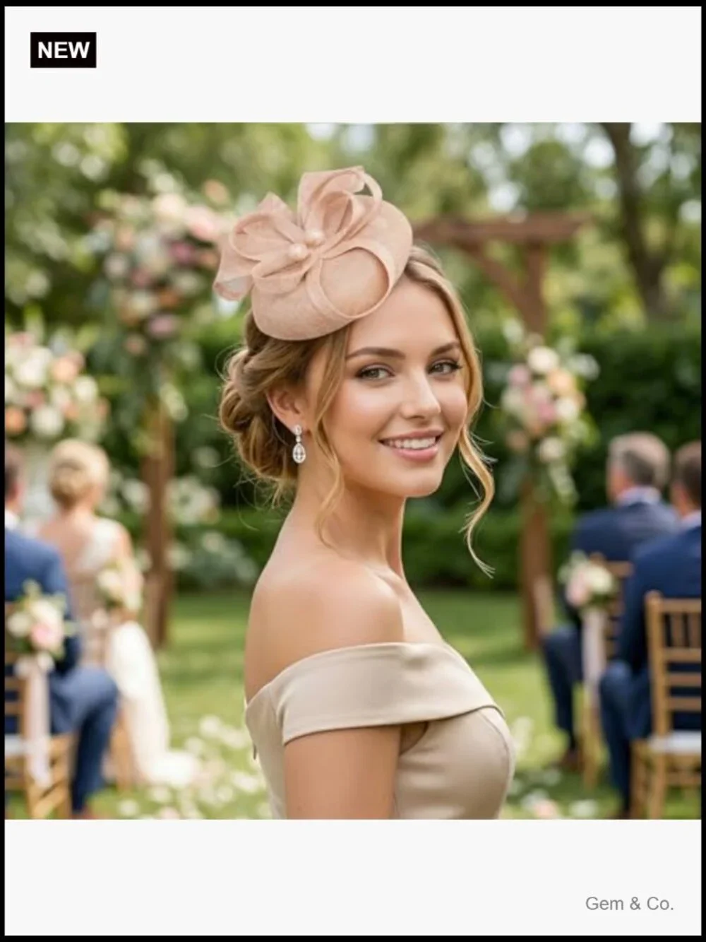 Fascinator Tea Party Hat with Bow Pearl, Pillbox Hat for Wedding Cocktail